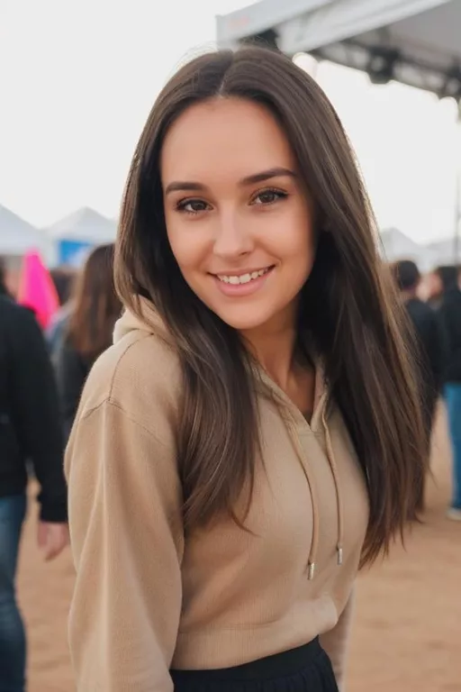 Long Brown Skirt with White Blouse